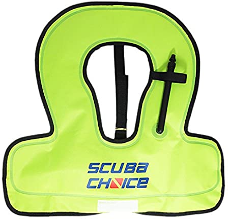 Scuba Choice Youth Kids Snorkel Vest Neon Yellow/Blue with Name Box