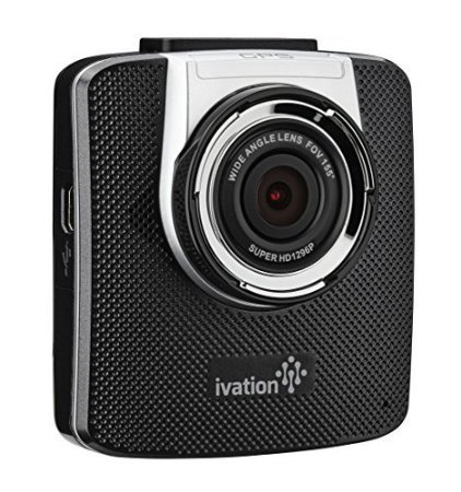 Ivation Dash Cam G19 1296p HD Video and GPS Recorder 155 wide angle lens Motion Detection G-Sensor 6-Glass Lens Low light WDR and HDR Dashcam Best Car Camera