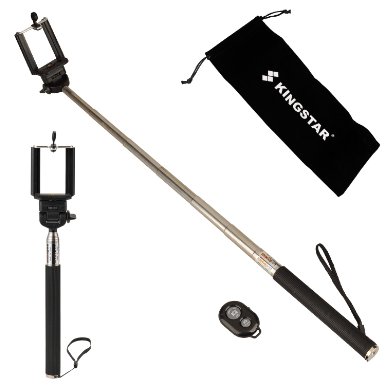 Kingstar Extendable Portable Handheld Bluetooth Selfie Portrait Monopod Stick with Wireless Remote Shutter Button (Black)