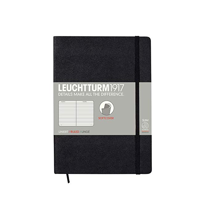 LEUCHTTURM1917 308290 Notebook Softcover Medium (A5), ruled, black