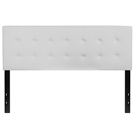 Flash Furniture Lennox Tufted Upholstered Queen Size Headboard in White Vinyl