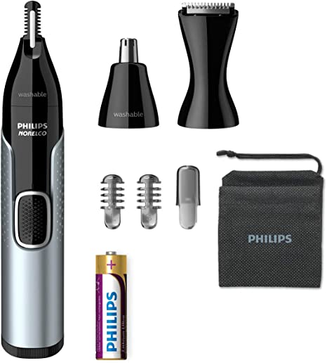 Philips Norelco Nose Trimmer 5000, For Nose, Ears, Eyebrows, Black and Silver, NT5600/42