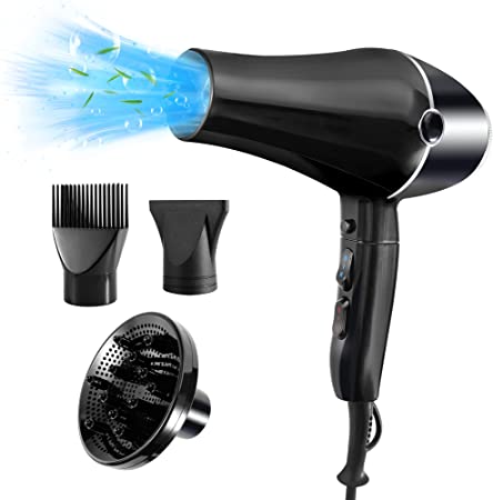 Ionic Hair Dryer 1875W, HOBO Blow Dryer AC Motor Negative Hair Dryer, Pro Salon Hairdryer with 3 Detachable Accessories, 3 Heat Settings and 2 Speed Choice,Suitable for Women/ Men Hair Styles