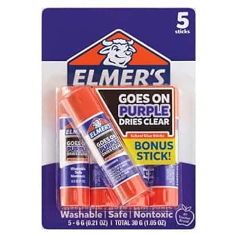 Elmer's School Glue Sticks 5ct - Disappearing Purple