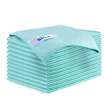 MR. SIGA Ultra Fine Microfiber Cloths for Glass, Pack of 12,  13.8 x 15.8 x 0 inches (35.052 x 40.132 cm )