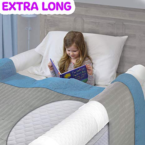 [1-Pack] Extra Long Bed Rails for Toddler | Soft Foam Bed Bumper for Kids, Special Needs, Elderly | Baby Bed Guard | Child Bed Safety Side Rails With Water Resistant Washable Cover