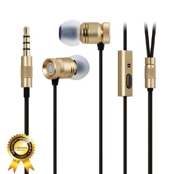 GGMM Nightingale “Lifetime Warranty” Deep Bass In-Ear Noise-Isolating Earbuds Headphones w/ Dynamic Dual Drivers & Universal 1-Button Remote/Microphone (Gold)