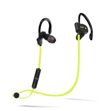 Bluetooth Headphones, Amotus Wireless Sport Stereo Headsets in-Ear with Earhook Earbuds Earphone for Workout Running Gym (Kelly)