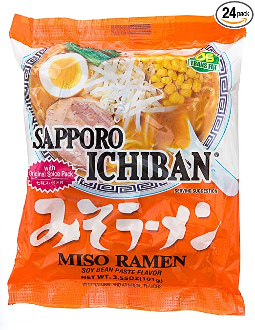 SAPPORO Miso Ramen Ichiban Noodle, 3.5-Ounce (Pack of 24)