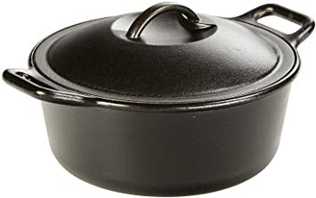 Lodge Pro-Logic 4 Quart Cast Iron Dutch Oven. Pre-Seasoned Pot with Self-Basting Lid and Easy Grip Handles