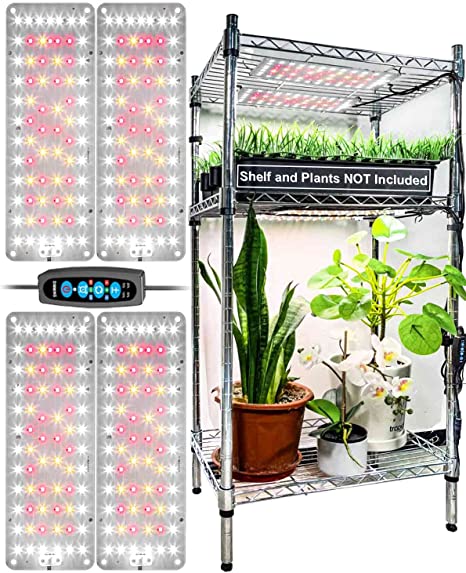 DOMMIA Grow Light, Full Spectrum 50W(500W Equiv)LED Grow Lights for Indoor Plants. 6000K, 3 Spectrum Modes, Dimmable, Timer, Durable Aluminum Ultra-Thin with 288 LEDs. Idea for Seedlings, Greenhouse