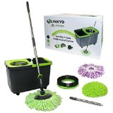 LINKYO Spin Mop and Bucket System - Premium Stainless Steel 360 Degree Spinning Mop with Easy Mobile Bucket