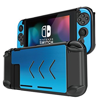 TNP Nintendo Switch Case Cover for Console & Joy-Con Controller - Travel Friendly Aluminum Alloy Hard Shell Protector, Anti-Scratch Shockproof Protective Nintendo Switch Accessories (Blue)