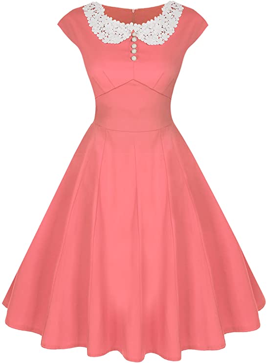 ACEVOG Women's Classy Vintage Audrey Hepburn Style 1940's Rockabilly Evening Dress