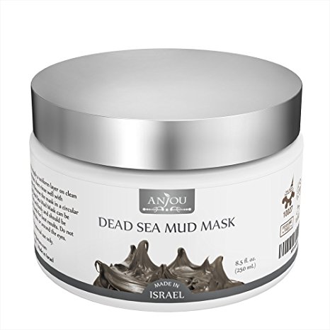 Anjou Dead Sea Mud Mask, Made in Israel, Deep Pore Cleansing and Detoxifying for Face and Body, 100 Natural Mineral-Rich Mask, 8 oz / 250 ml