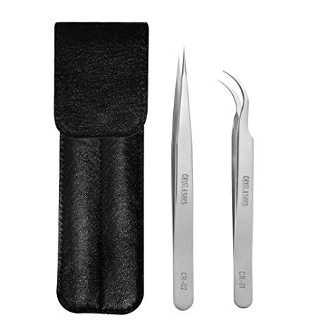 Lash Tweezers Straight and Curved Pointed Tweezers Set for Easy Fan Volume Individual Lashes Professional Tweezers