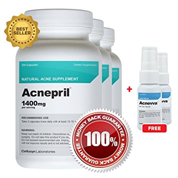 Acnepril 3 Pack and 2 Acnevva - Best Acne Pills and Spot Treatment Serum  - Best New Acne Supplement