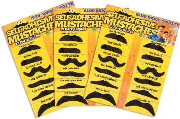 Blue Ridge Novelty Fake Mustache Novelty and Toy Pack of 36 Mustaches