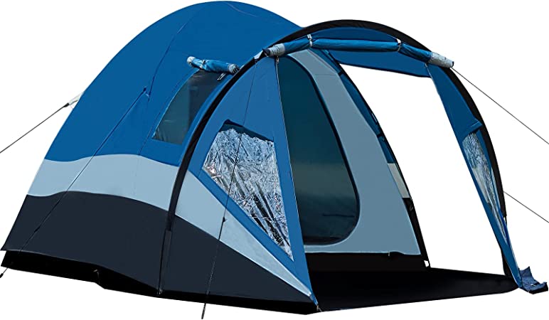 Portal 2/4 Man Camping Tent Family Tent with Porch 3000mm Waterproof Double Skin with Sewn-in Groundsheet Outdoor Shelter with Anteroom for Picnic Garden Festival