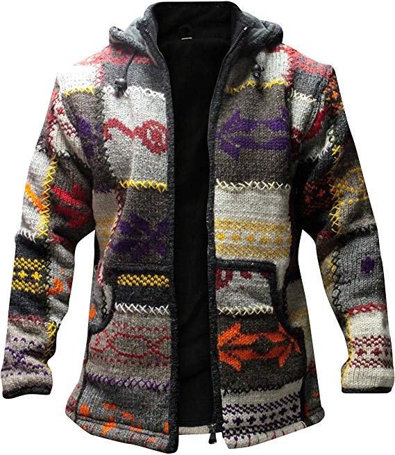 Shopoholic Fashion Mens Patchwork High Neck Boho Hippy Jacket