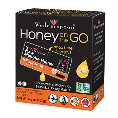 Wedderspoon 100% Raw Manuka Honey KFactor, 24 Count
