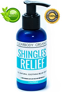 Shingles Cream - Best All Natural Soothing Relief Cream - Made With Organic Aloe Leaf Juice and Hemp Seed Oil - Fast Acting, Soothes Painful Shingles Skin Symptoms (3.4oz)