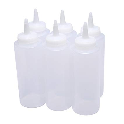 Bluelans® 6 Pack, 12 Oz - Plastic Squeeze Bottles, Best Dispensers for Home & Restaurant Ketchup, Mustard, Mayo, Dressings, Olive Oil, BBQ Sauce - BPA Free