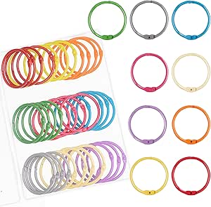 Antner 36PCS Metallic Loose Leaf Binder Rings 1 4/5" Colorful Book Rings, Metal Steel Loose Leaf Rings Keychain Key Rings Index Cards Rings Paper Rings for School Office, 9 Colors