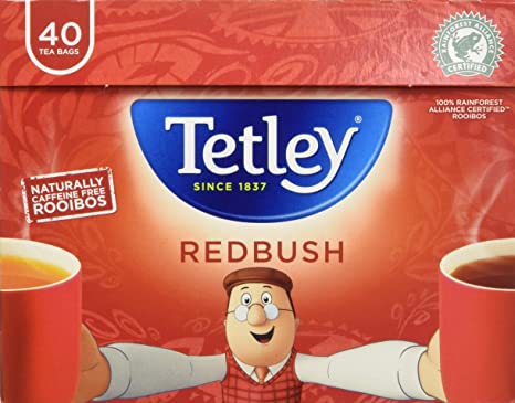 Tetley Redbush Pure Tea Bags, Pack of 6, 40-Count