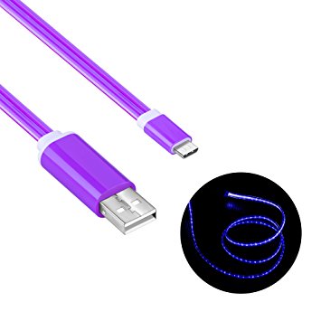 Micro USB Charger Cable, Bambud 3 ft Flowing LED Light Up USB to Micro USB Cables Sync and Charging Android Cable Cord for Samsung, HTC, Motorola, Nokia, Android, and More