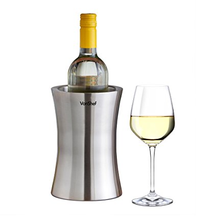 VonShef Wine Bottle Cooler Stainless Steel Double Walled Wine Bottle Holder