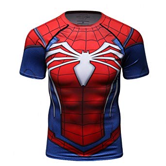 Red Plume Men's Compression Sports Fitness Shirt Armor, Men Spider T-Shirt