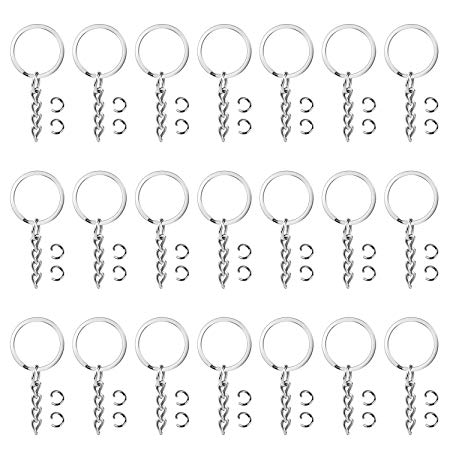 Key Chain Rings, Anezus 100Pcs Key Chains Keychain Rings Bulk Flat Key Ring Blanks Key Hook Keychain Hardware for Shrinky Dink and Keychain Craft