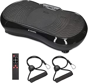 Navaris Vibrationsplatte Ganzkörper Sportgerät - Rüttelplatte Sport für Zuhause - Vibration Shaper Platte Fitness Training Bauch Beine Po - Sport Gerät mit Bändern