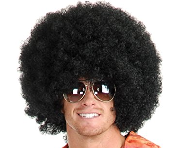 Afro Wig (Unisex) - Choose Color - #1 Afro Wig from 70s 60s - Black or Brown Wig Fancy Costume - Funny Wig - Party Costume (Black)