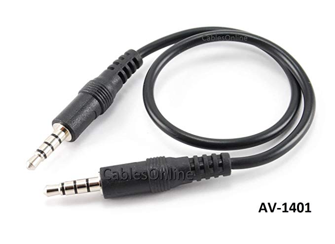 CablesOnline 1ft 3.5mm (1/8in) Stereo 4-Pole TRRS Male to Male Cable (AV-1401)