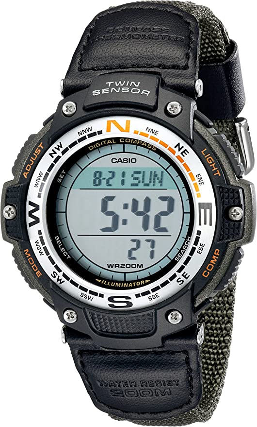 Casio Men's SGW100B-3V Digital Compass Twin Sensor Green Nylon Band Sport Watch