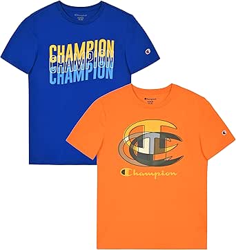 Champion Boys Tee Shirts 2 Pack Short Sleeve T-Shirts for Boys in Sizes 4-18