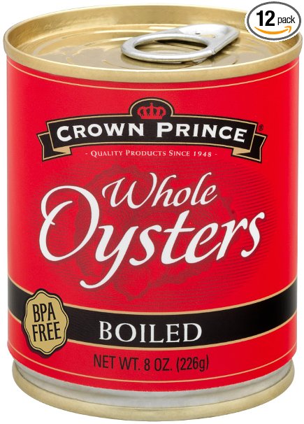 Crown Prince Whole Boiled Oysters, 8-Ounce Cans (Pack of 12)