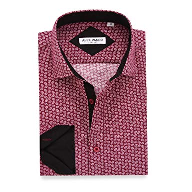 Alex Vando Mens Printed Dress Shirts Regular Fit Casual Button Down Shirt