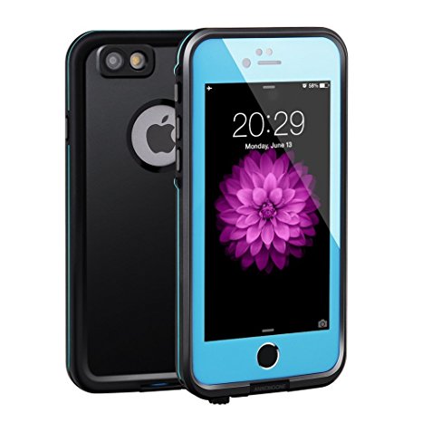 Waterproof Case for iPhone 6, ANNONGONE Underwater Protective Full Sealed Cover Shockproof Dirtproof Snowproof Case Shell for Apple iPhone 6 4.7"(Blue)