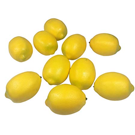 COTOSEY Yellow Lemon Fake Fruit House Kitchen Party Decoration Children Toys Artificial Lifelike Simulation Fruit(10pcs Yellow Lemon)