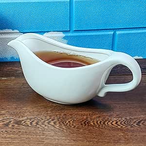 TripDock 24 Oz Gravy Boat- Large Capacity Thanksgiving Farmhouse Gravy Boat/White-Perfect Addition to Your Holiday Table Setup