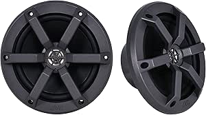 JVC CS-MS620 6.5-Inch 2 Way Coaxial Waterproof Marine/Car Motorsports Boat Audio Speakers, Pair, 4 Ohm, 100 Peak Watts (Black)