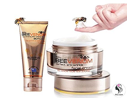 BEE VENOM NEW ZEALAND PERFECT SET - SLEEPING MASK REJUVENATING SKIN WITHOUT BOTOX 40 g   Anti-Wrinkle FACIAL Cream 28 g By Miss Siam