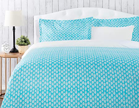 Chanasya Ultra Soft Abstract Print 3-Piece Bedding Duvet Cover Set Queen - Luxurious Brushed Microfiber Comforter Cover - Zipper Closure Reversible Print (1 Duvet Cover & 2 Pillowcases) Aqua