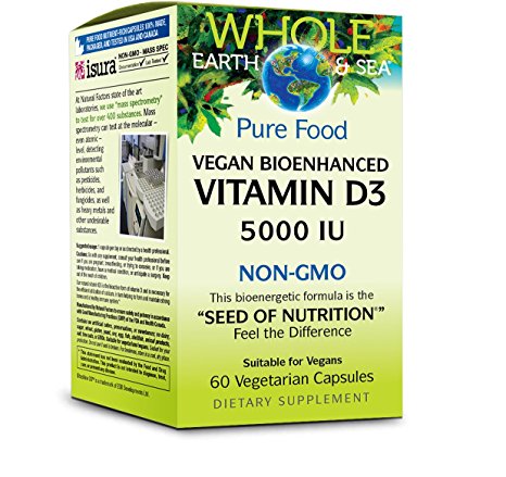 Whole Earth & Sea - Vitamin D3 5000 IU, 60 Vegetarian Capsules