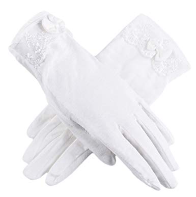 Women Driving Sunscreen Slip Gloves Cotton Gloves Breathable Lace Bow