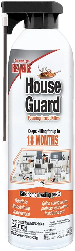 Revenge House Guard Foaming Insect Killer, 15 oz Ready-to-Use Aerosol Spray, Long Lasting Protection Indoors, Odorless and Nonstaining