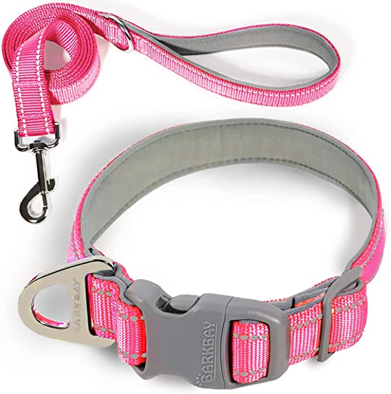 Dog Collar for Medium Small Large Dogs Reflective with Leash,Collar and Leash for Dogs,Soft Neoprene Padded 2 Pack